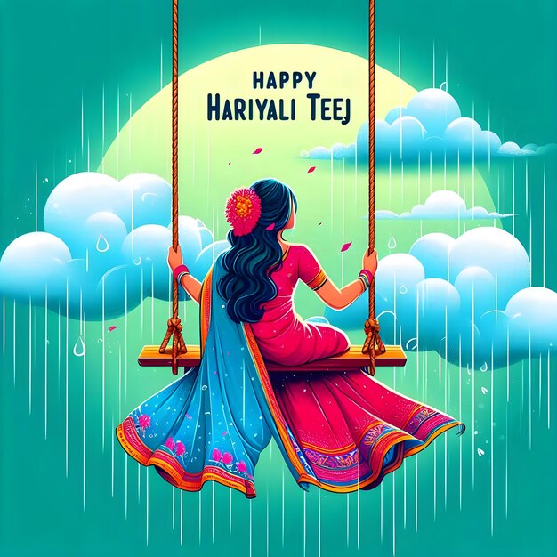 Photo happy hariyali teej indian festival with illustration free hindu festivals hinduism free image