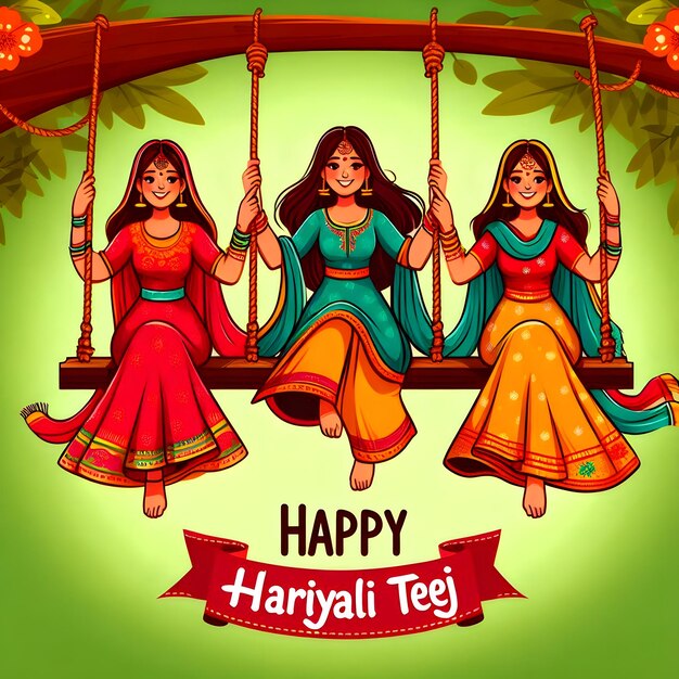 Photo happy hariyali teej indian festival with illustration free hindu festivals hinduism free image