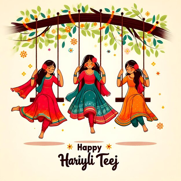 Photo happy hariyali teej indian festival with illustration free hindu festivals hinduism free image