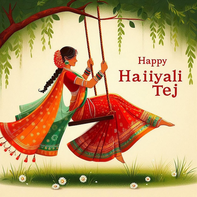 Happy hariyali teej indian festival with illustration Free Hindu Festivals Hinduism