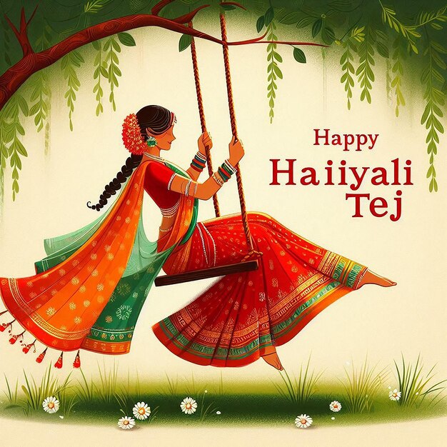 Photo happy hariyali teej indian festival with illustration free hindu festivals hinduism