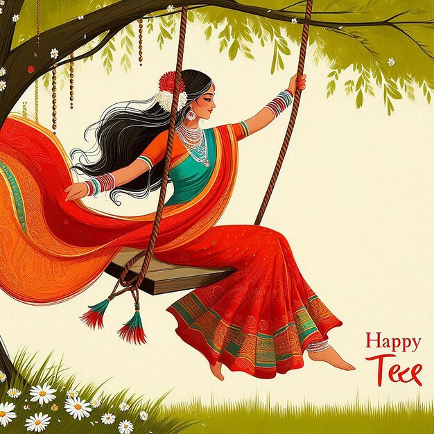 Photo happy hariyali teej indian festival with illustration free hindu festivals hinduism