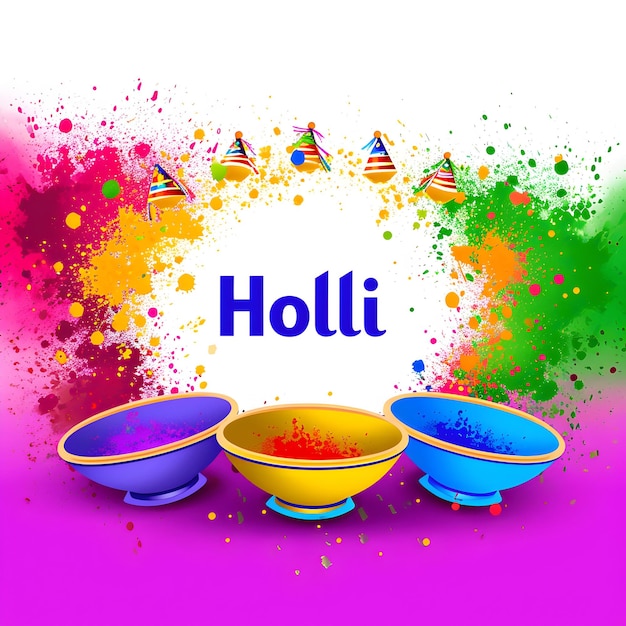 Happy Holi Celebration background with Colorful Powder Explosion of letters