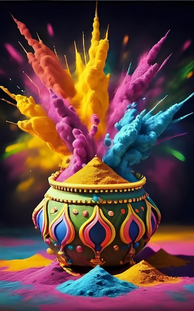 Happy Holi colorful photo and poster Ai generated