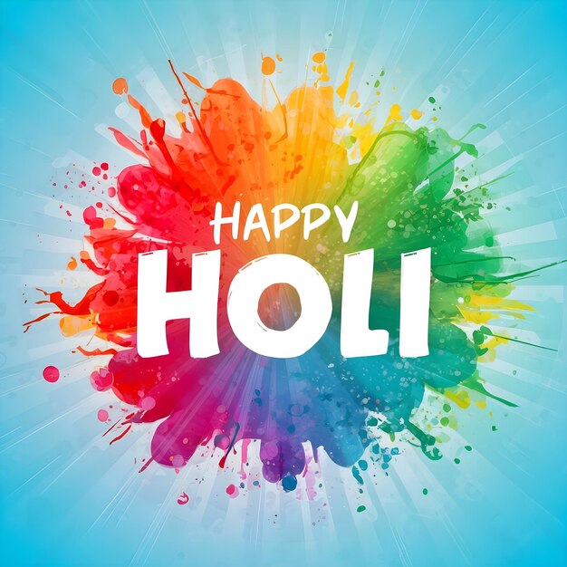 Happy Holi concept hand drawn Holi color splash on background