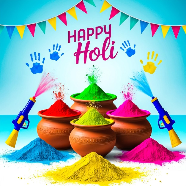 Photo happy holi festival social media post banner