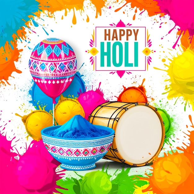 Photo happy holi festival social media post banner