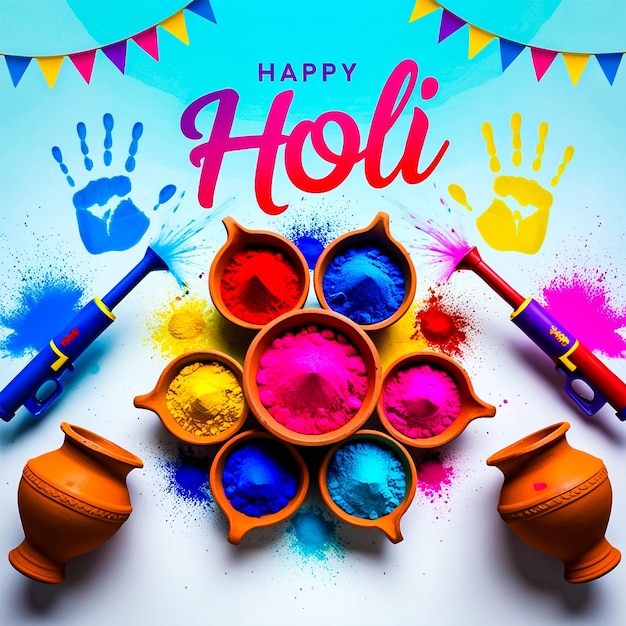 Photo happy holi festival social media post banner