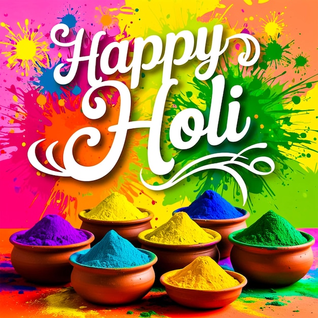 Happy holi festival social media post banner