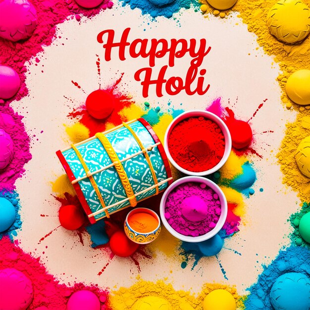 Photo happy holi festival social media post banner