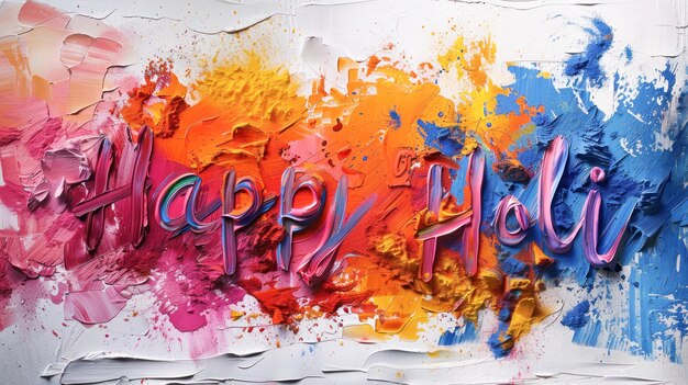 Photo happy holi text with explosion of colors