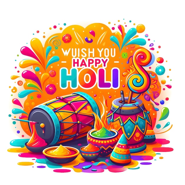 happy holi wish poster and banner festival of colors illustration