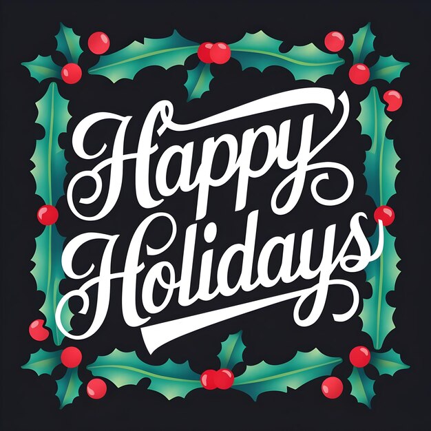 Happy Holidays Text with Holiday Wood Background photo