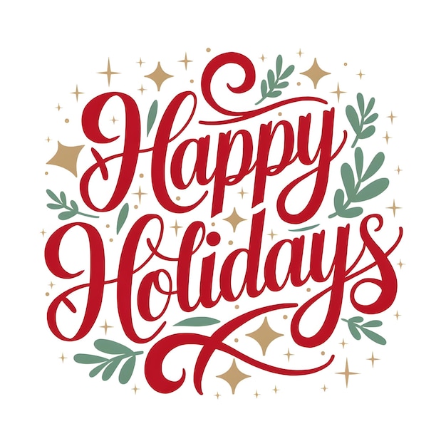 Happy Holidays Text with Holiday Wood Background photo