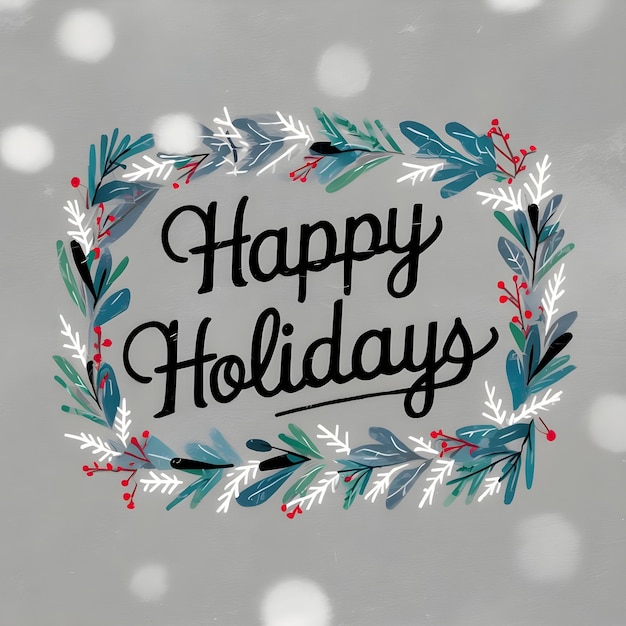 Photo happy holidays text with holiday wood background photo