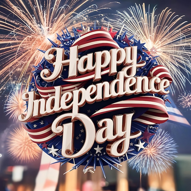 Happy Independence Day 3D text typography