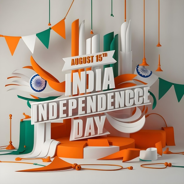 Happy Independence Day of India Independence day typography and lettering banner poster greeting