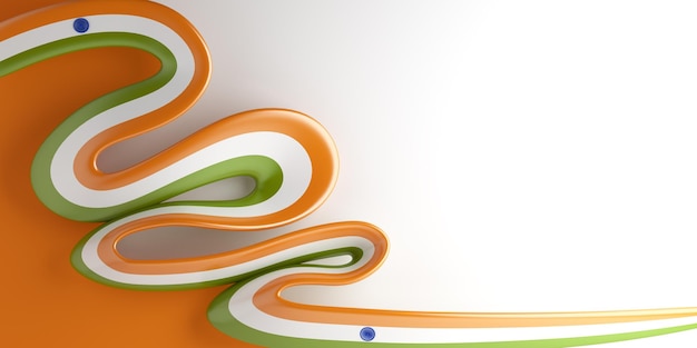 Happy Independence Day of India or republic day decoration background with waving ribbon flag