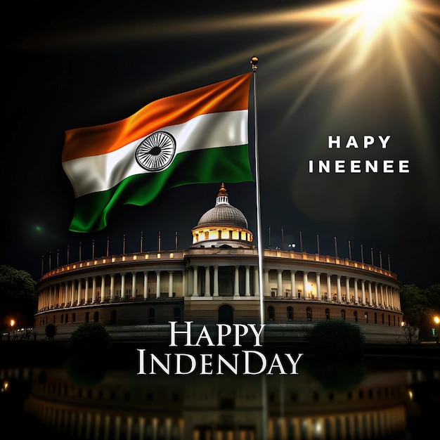 Happy independence day of india wavy indian flag