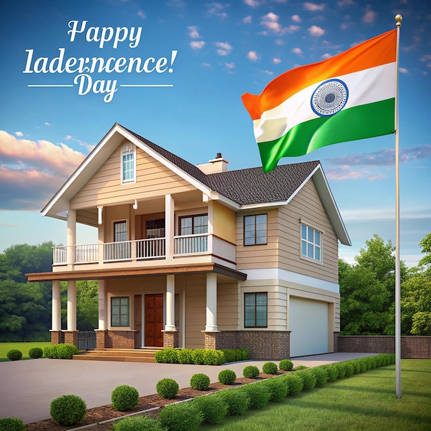 Happy independence day of india wavy indian flag