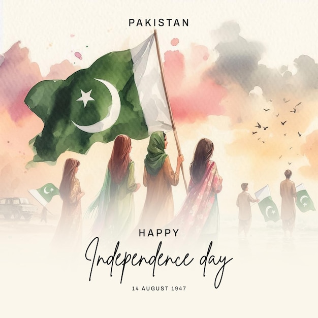 Photo happy independence day pakistan 14 august 1947 social media post design