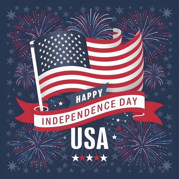 Happy Independence Day USA background with united states flag 4th of july banner illustration