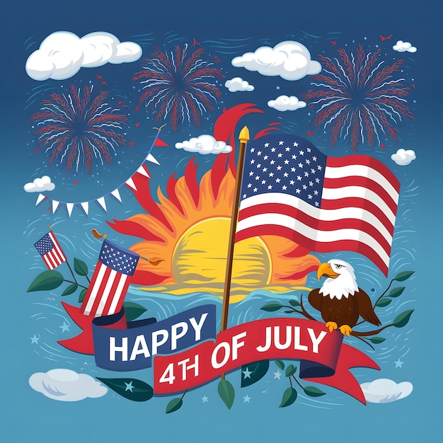 Happy Independence Day USA background with united states flag 4th of july banner illustration