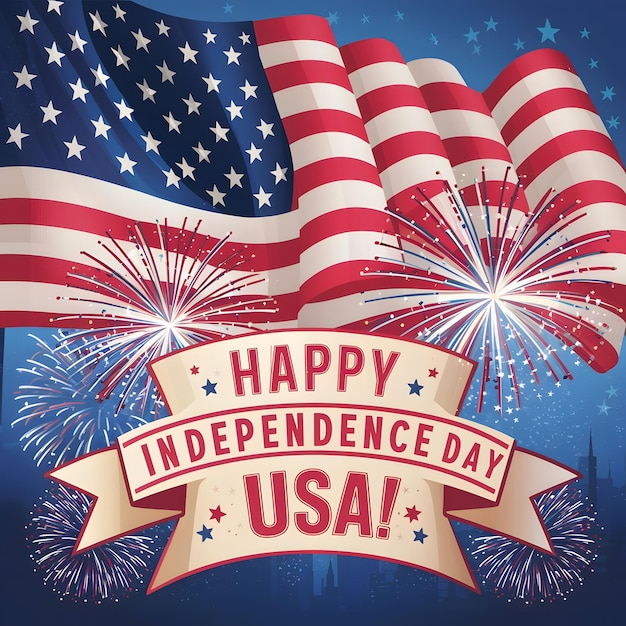 Happy Independence Day USA background with united states flag 4th of july banner illustration