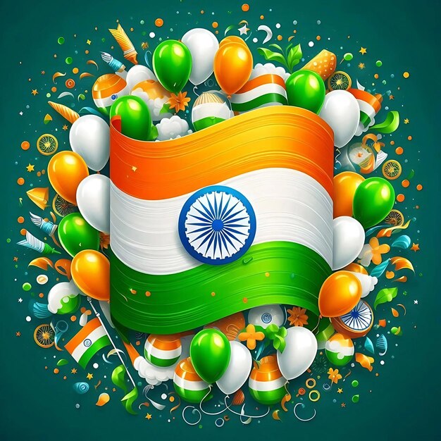 Photo happy india independence day with balloon