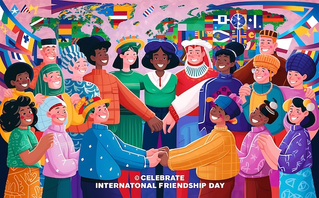 Happy International Friendship Day 30 July 2024 celebration Greeting card Wish card banner poster background social post for your friends