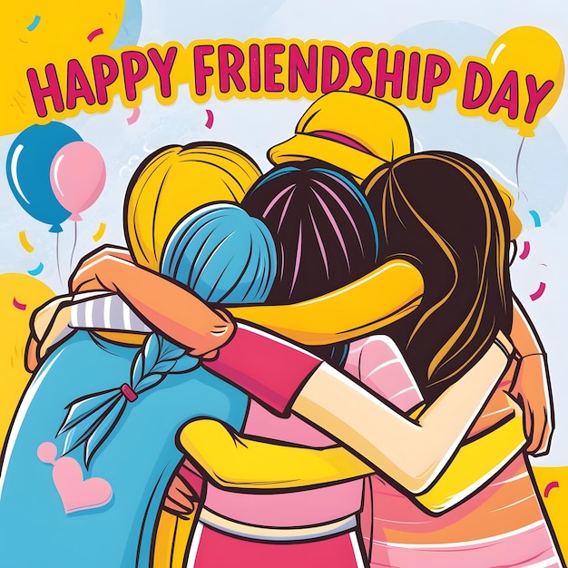 Happy international friendship day character design Happy friendship day illustration