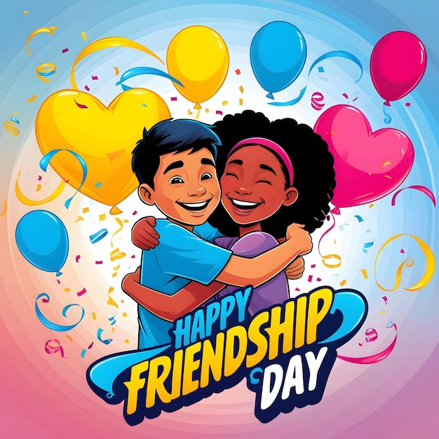 Happy international friendship day character design Happy friendship day illustration