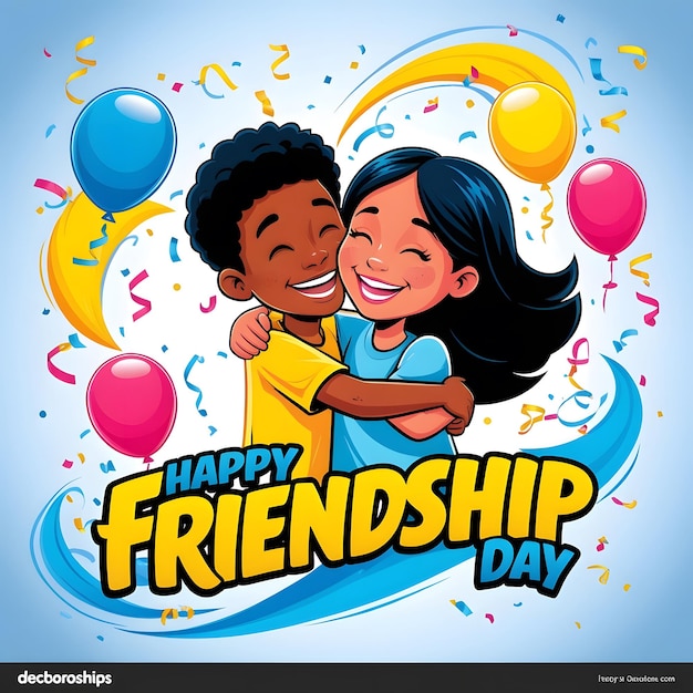 Happy international friendship day character design Happy friendship day illustration