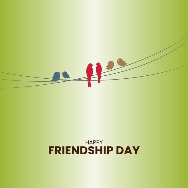 Photo happy international friendship day greeting card back view of friends group abstract vector illust