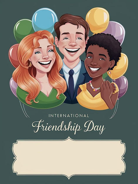 Happy international friendship day greeting card view of the friends group for kids and adults JPG