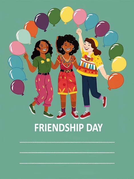 Happy international friendship day greeting card view of the friends group for kids and adults JPG