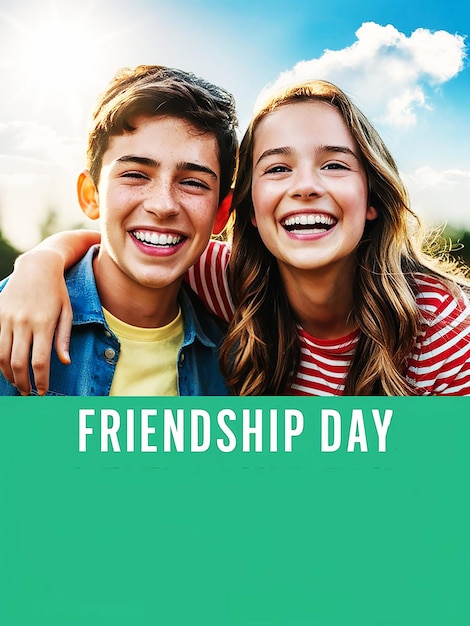 Happy international friendship day greeting card with empty space to attach photo and text jpg