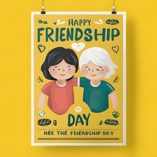 Photo happy international friendship day greeting card with flowers generative ai