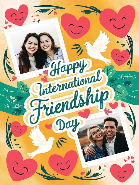 Happy international friendship day greeting card with space to attach photo jpg