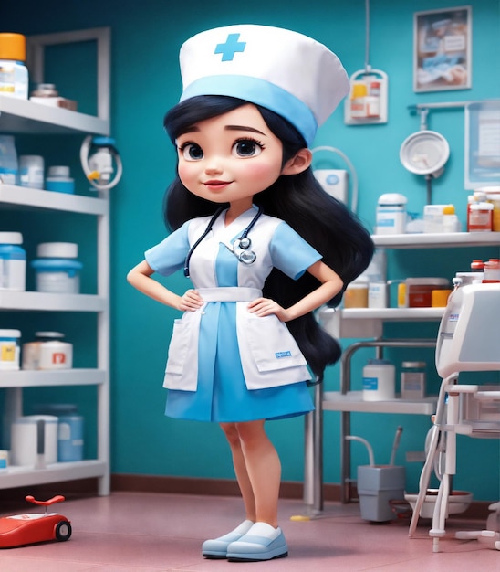 Happy International Nurses Day with a nurse cartoon character