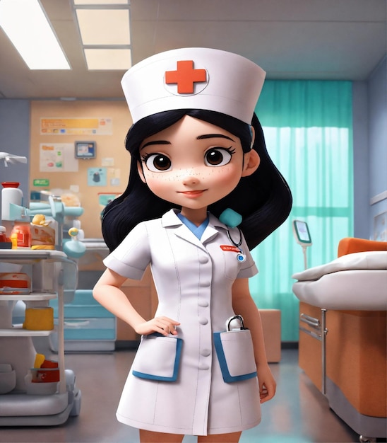 Happy International Nurses Day with a nurse cartoon character