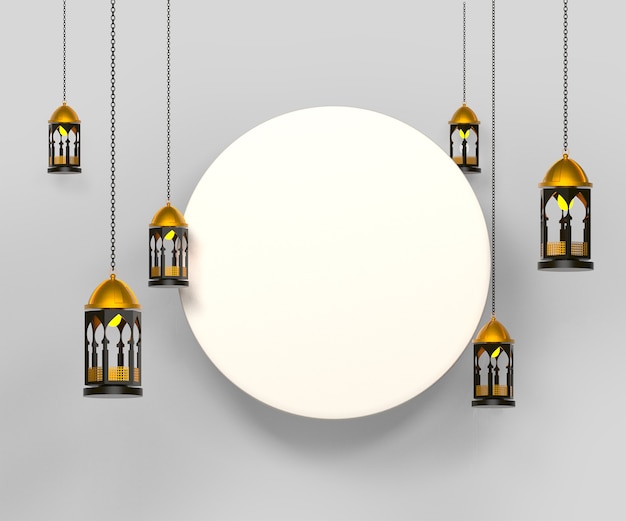 Happy islamic background with lantern