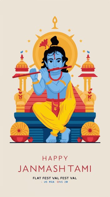 Photo happy janmashtami illustration poster