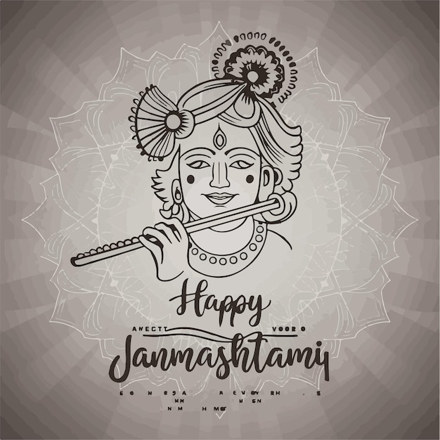 Photo happy janmashtami illustration poster