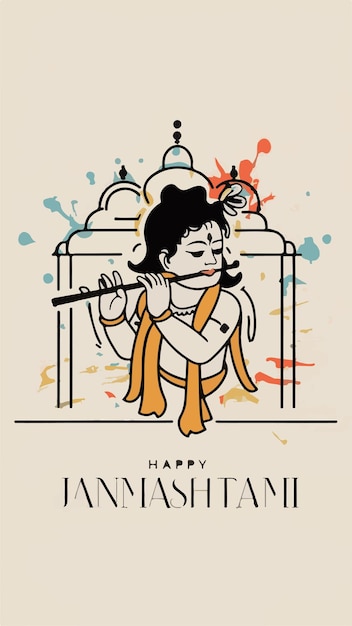 Happy Janmashtami illustration poster