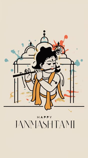 Photo happy janmashtami illustration poster