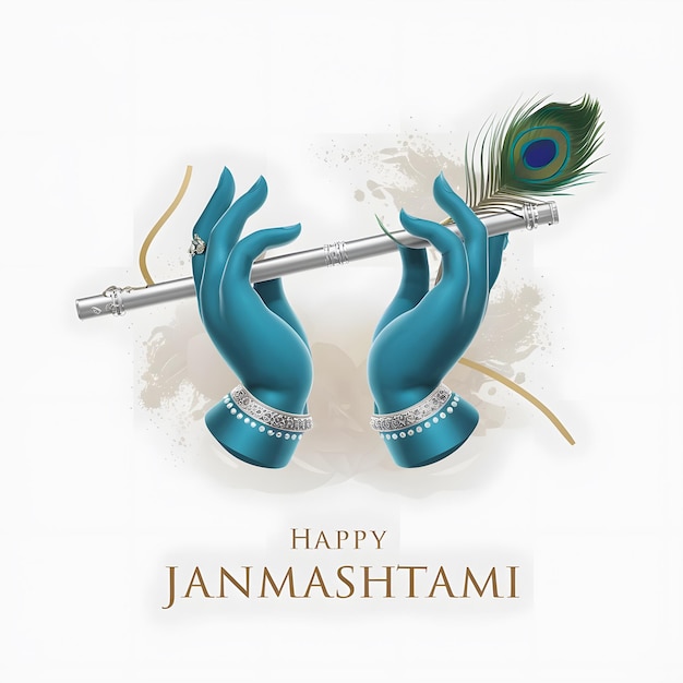 Happy Janmashtami krishna hands poster