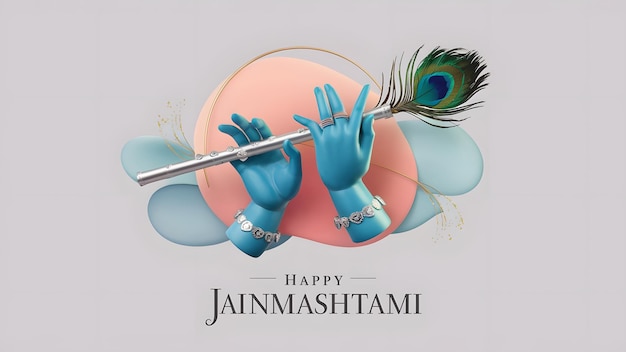 Photo happy janmashtami krishna hands poster