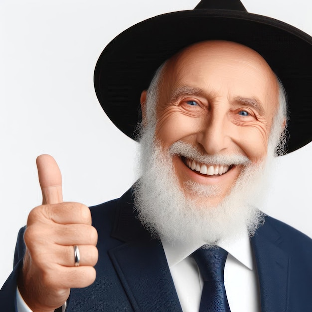 Photo happy jewish elder man smiling isolated on white background