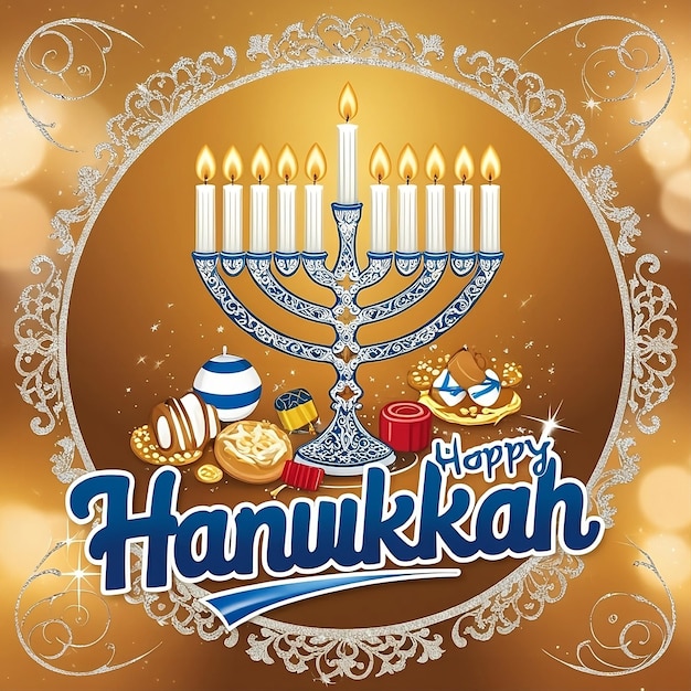 Photo a happy jewish holiday card with a menorah on it